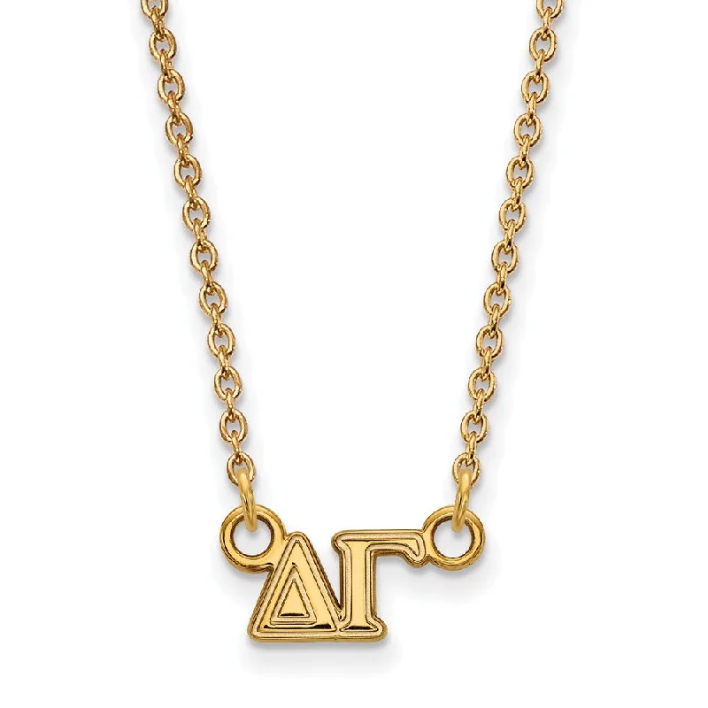 Simple Gold Chain Necklace for Women-14K Plated Silver Delta Gamma XS (Tiny) Greek Letters Necklace