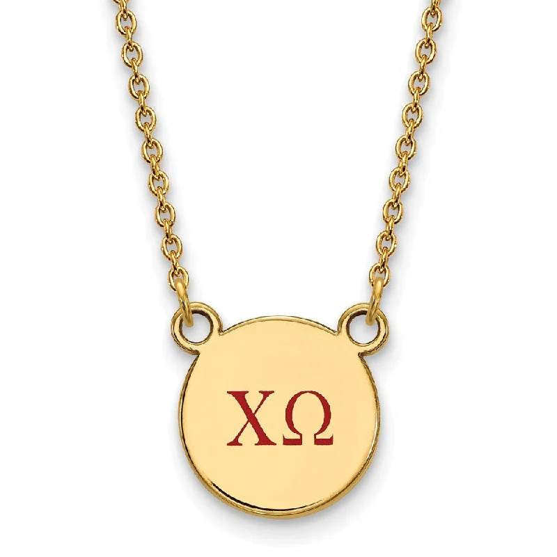 Fine Gold Necklace for Luxury Look-14K Plated Silver Chi Omega Small Red Enamel Greek Letters Necklace